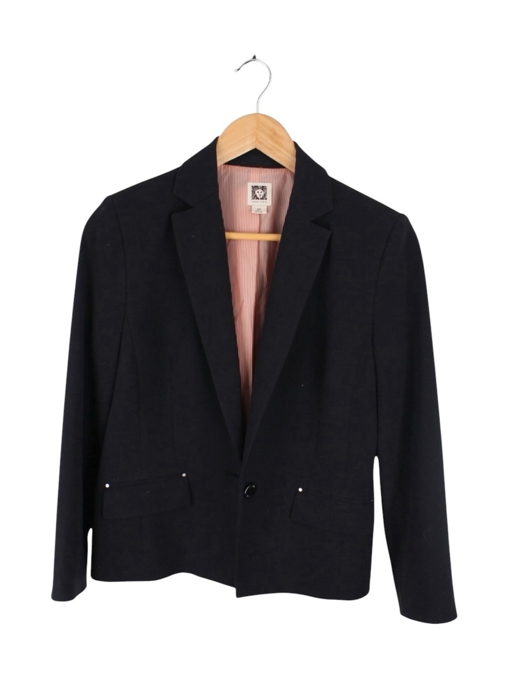 Anne Klein Black One Button Career Blazer Jacket Women's‎ Size 8 Petite